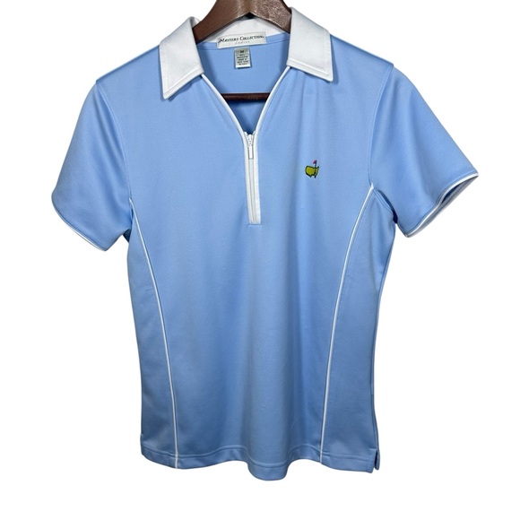 Masters Collection Womens‎ Golf Tech Performance Polo Shirt Blue White 1/4 Zip M - Picture 1 of 15